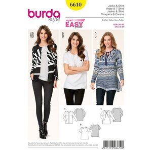 Burda Style 6610 Sewing Pattern Jacket Shirt Sizes US 10-24 Semi-Fitted